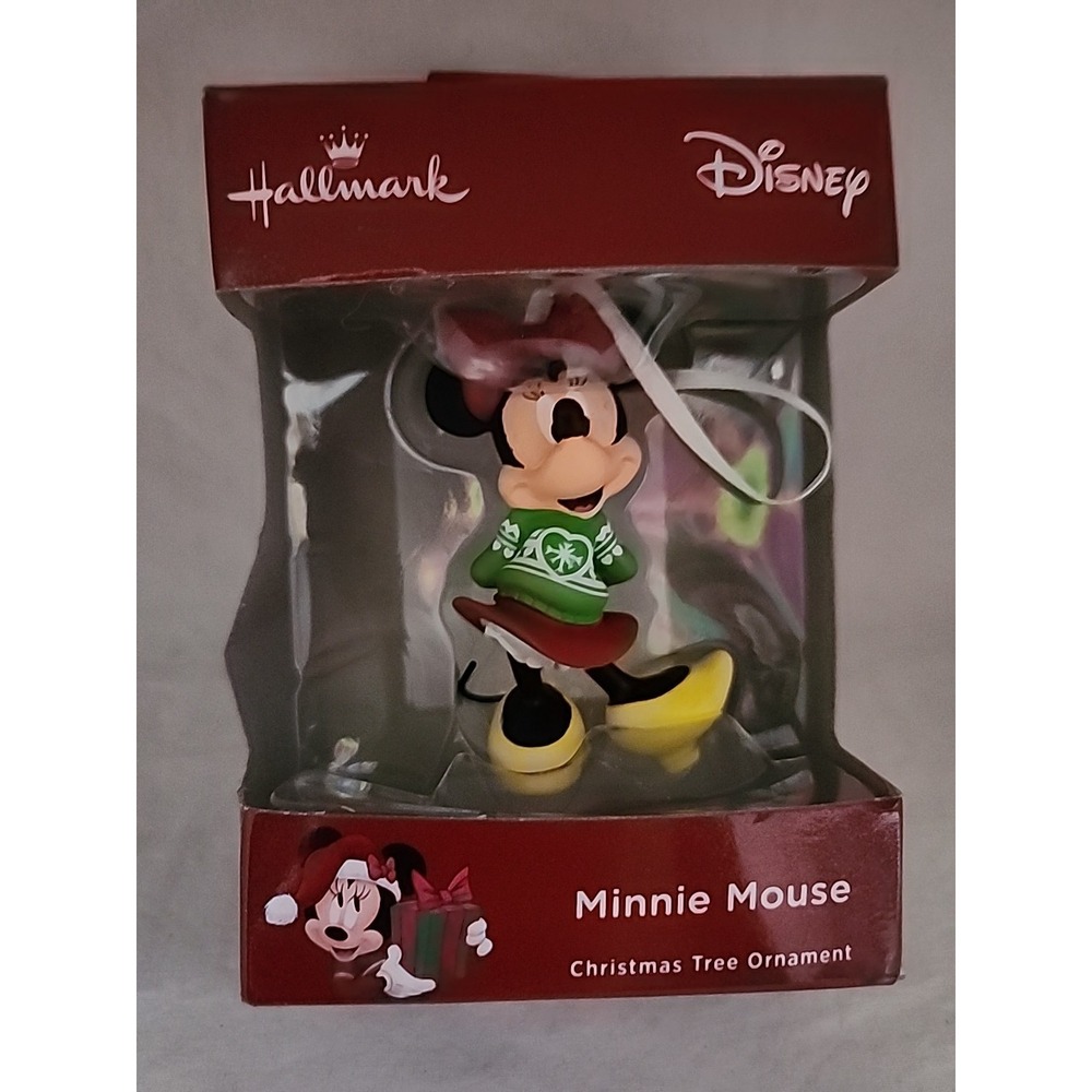Hallmark Disney Minnie Mouse‎ Christmas Tree Ornament Green Sweater 2HCM3658